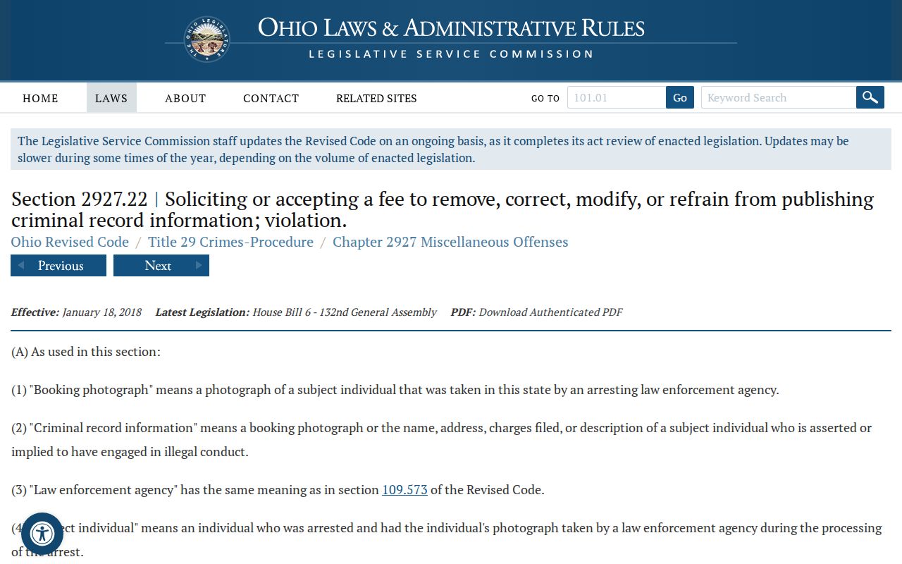 Ohio anti-pay-to-remove law affecting Noble County released inmate mugshots